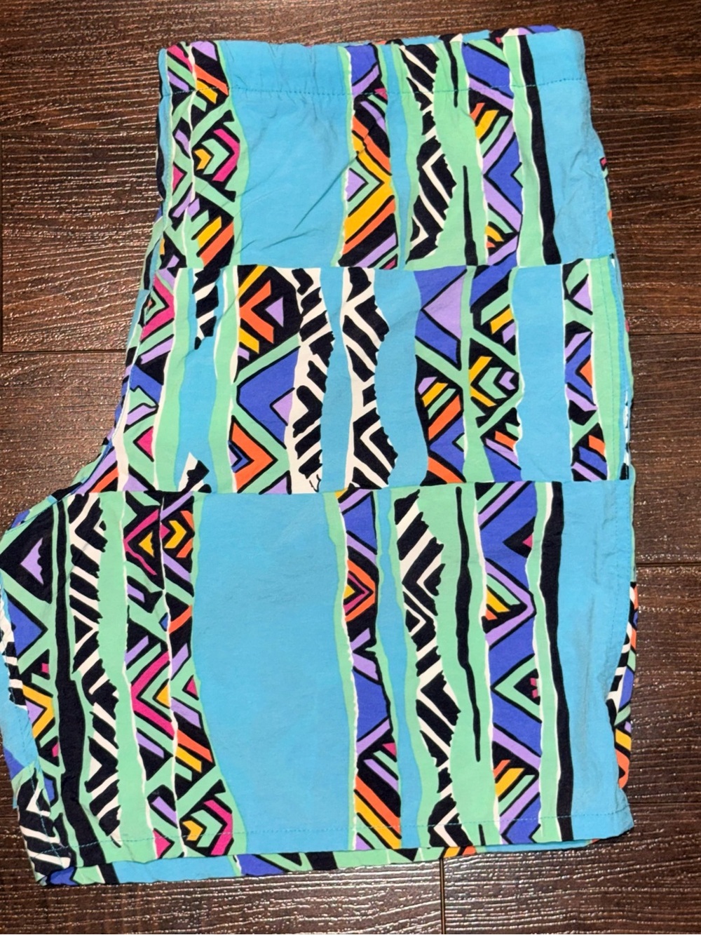 Vintage Chap Ralph Lauren Geometric Print Swim Trunks 7” Shorts Men’s Size L